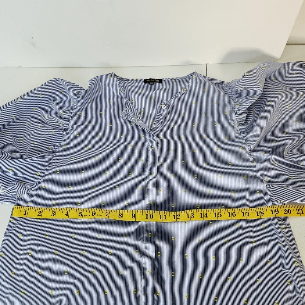 Massimo Dutti Balloon Sleeve Striped Lightweight Button Down Shirt Size 8